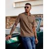 imageCOOFANDY Mens Polo Shirts Short Sleeve Cotton Pique Casual Button T Shirts Classic Fit Collared Golf ShirtsBrown