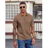 imageCOOFANDY Mens Polo Shirts Short Sleeve Cotton Pique Casual Button T Shirts Classic Fit Collared Golf ShirtsBrown
