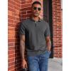 imageCOOFANDY Mens Polo Shirts Short Sleeve Cotton Pique Casual Button T Shirts Classic Fit Collared Golf ShirtsDark Gray