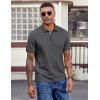 imageCOOFANDY Mens Polo Shirts Short Sleeve Cotton Pique Casual Button T Shirts Classic Fit Collared Golf ShirtsDark Gray