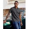 imageCOOFANDY Mens Polo Shirts Short Sleeve Cotton Pique Casual Button T Shirts Classic Fit Collared Golf ShirtsDark Gray