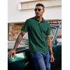 imageCOOFANDY Mens Polo Shirts Short Sleeve Cotton Pique Casual Button T Shirts Classic Fit Collared Golf ShirtsGreen