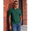 imageCOOFANDY Mens Polo Shirts Short Sleeve Cotton Pique Casual Button T Shirts Classic Fit Collared Golf ShirtsGreen