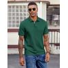 imageCOOFANDY Mens Polo Shirts Short Sleeve Cotton Pique Casual Button T Shirts Classic Fit Collared Golf ShirtsGreen