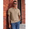 imageCOOFANDY Mens Polo Shirts Short Sleeve Cotton Pique Casual Button T Shirts Classic Fit Collared Golf ShirtsKhaki