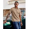 imageCOOFANDY Mens Polo Shirts Short Sleeve Cotton Pique Casual Button T Shirts Classic Fit Collared Golf ShirtsKhaki