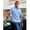 imageCOOFANDY Mens Polo Shirts Short Sleeve Cotton Pique Casual Button T Shirts Classic Fit Collared Golf ShirtsLight Blue