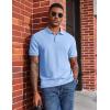 imageCOOFANDY Mens Polo Shirts Short Sleeve Cotton Pique Casual Button T Shirts Classic Fit Collared Golf ShirtsLight Blue