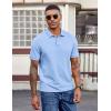 imageCOOFANDY Mens Polo Shirts Short Sleeve Cotton Pique Casual Button T Shirts Classic Fit Collared Golf ShirtsLight Blue