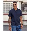 imageCOOFANDY Mens Polo Shirts Short Sleeve Cotton Pique Casual Button T Shirts Classic Fit Collared Golf ShirtsNavy Blue