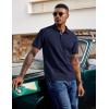imageCOOFANDY Mens Polo Shirts Short Sleeve Cotton Pique Casual Button T Shirts Classic Fit Collared Golf ShirtsNavy Blue