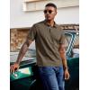 imageCOOFANDY Mens Polo Shirts Short Sleeve Cotton Pique Casual Button T Shirts Classic Fit Collared Golf ShirtsOlive Green
