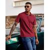 imageCOOFANDY Mens Polo Shirts Short Sleeve Cotton Pique Casual Button T Shirts Classic Fit Collared Golf ShirtsRed