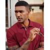 imageCOOFANDY Mens Polo Shirts Short Sleeve Cotton Pique Casual Button T Shirts Classic Fit Collared Golf ShirtsRed
