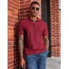imageCOOFANDY Mens Polo Shirts Short Sleeve Cotton Pique Casual Button T Shirts Classic Fit Collared Golf ShirtsRed