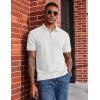 imageCOOFANDY Mens Polo Shirts Short Sleeve Cotton Pique Casual Button T Shirts Classic Fit Collared Golf ShirtsWhite