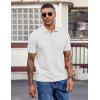 imageCOOFANDY Mens Polo Shirts Short Sleeve Cotton Pique Casual Button T Shirts Classic Fit Collared Golf ShirtsWhite