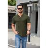 imageCOOFANDY Mens Ribbed Polo Shirts Short Sleeve V Neck Slim Fit Polo TShirt Casual Summer Collared Golf ShirtArmy Green