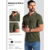 imageCOOFANDY Mens Ribbed Polo Shirts Short Sleeve V Neck Slim Fit Polo TShirt Casual Summer Collared Golf ShirtArmy Green