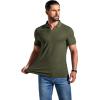 imageCOOFANDY Mens Ribbed Polo Shirts Short Sleeve V Neck Slim Fit Polo TShirt Casual Summer Collared Golf ShirtArmy Green