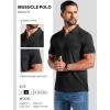 imageCOOFANDY Mens Ribbed Polo Shirts Short Sleeve V Neck Slim Fit Polo TShirt Casual Summer Collared Golf ShirtBlack