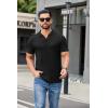 imageCOOFANDY Mens Ribbed Polo Shirts Short Sleeve V Neck Slim Fit Polo TShirt Casual Summer Collared Golf ShirtBlack