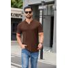 imageCOOFANDY Mens Ribbed Polo Shirts Short Sleeve V Neck Slim Fit Polo TShirt Casual Summer Collared Golf ShirtBrown