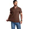 imageCOOFANDY Mens Ribbed Polo Shirts Short Sleeve V Neck Slim Fit Polo TShirt Casual Summer Collared Golf ShirtBrown
