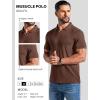 imageCOOFANDY Mens Ribbed Polo Shirts Short Sleeve V Neck Slim Fit Polo TShirt Casual Summer Collared Golf ShirtBrown