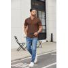 imageCOOFANDY Mens Ribbed Polo Shirts Short Sleeve V Neck Slim Fit Polo TShirt Casual Summer Collared Golf ShirtBrown