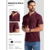 imageCOOFANDY Mens Ribbed Polo Shirts Short Sleeve V Neck Slim Fit Polo TShirt Casual Summer Collared Golf ShirtDark Red