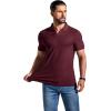 imageCOOFANDY Mens Ribbed Polo Shirts Short Sleeve V Neck Slim Fit Polo TShirt Casual Summer Collared Golf ShirtDark Red