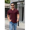imageCOOFANDY Mens Ribbed Polo Shirts Short Sleeve V Neck Slim Fit Polo TShirt Casual Summer Collared Golf ShirtDark Red