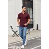 imageCOOFANDY Mens Ribbed Polo Shirts Short Sleeve V Neck Slim Fit Polo TShirt Casual Summer Collared Golf ShirtDark Red