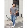 imageCOOFANDY Mens Ribbed Polo Shirts Short Sleeve V Neck Slim Fit Polo TShirt Casual Summer Collared Golf ShirtGray