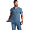imageCOOFANDY Mens Ribbed Polo Shirts Short Sleeve V Neck Slim Fit Polo TShirt Casual Summer Collared Golf ShirtGray Blue