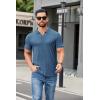 imageCOOFANDY Mens Ribbed Polo Shirts Short Sleeve V Neck Slim Fit Polo TShirt Casual Summer Collared Golf ShirtGray Blue