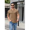 imageCOOFANDY Mens Ribbed Polo Shirts Short Sleeve V Neck Slim Fit Polo TShirt Casual Summer Collared Golf ShirtKhaki