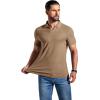 imageCOOFANDY Mens Ribbed Polo Shirts Short Sleeve V Neck Slim Fit Polo TShirt Casual Summer Collared Golf ShirtKhaki