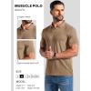 imageCOOFANDY Mens Ribbed Polo Shirts Short Sleeve V Neck Slim Fit Polo TShirt Casual Summer Collared Golf ShirtKhaki