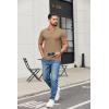 imageCOOFANDY Mens Ribbed Polo Shirts Short Sleeve V Neck Slim Fit Polo TShirt Casual Summer Collared Golf ShirtKhaki