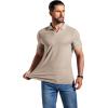 imageCOOFANDY Mens Ribbed Polo Shirts Short Sleeve V Neck Slim Fit Polo TShirt Casual Summer Collared Golf ShirtLight Khaki