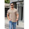 imageCOOFANDY Mens Ribbed Polo Shirts Short Sleeve V Neck Slim Fit Polo TShirt Casual Summer Collared Golf ShirtLight Khaki