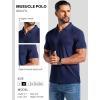 imageCOOFANDY Mens Ribbed Polo Shirts Short Sleeve V Neck Slim Fit Polo TShirt Casual Summer Collared Golf ShirtNavy Blue