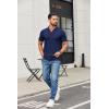 imageCOOFANDY Mens Ribbed Polo Shirts Short Sleeve V Neck Slim Fit Polo TShirt Casual Summer Collared Golf ShirtNavy Blue