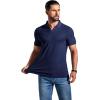 imageCOOFANDY Mens Ribbed Polo Shirts Short Sleeve V Neck Slim Fit Polo TShirt Casual Summer Collared Golf ShirtNavy Blue
