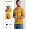 imageCOOFANDY Mens Ribbed Polo Shirts Short Sleeve V Neck Slim Fit Polo TShirt Casual Summer Collared Golf ShirtYellow