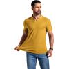 imageCOOFANDY Mens Ribbed Polo Shirts Short Sleeve V Neck Slim Fit Polo TShirt Casual Summer Collared Golf ShirtYellow