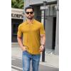imageCOOFANDY Mens Ribbed Polo Shirts Short Sleeve V Neck Slim Fit Polo TShirt Casual Summer Collared Golf ShirtYellow