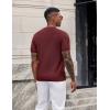 imageCOOFANDY Mens Short Sleeve Knit TShirts Casual Crewneck Sweater Shirts Wine Red